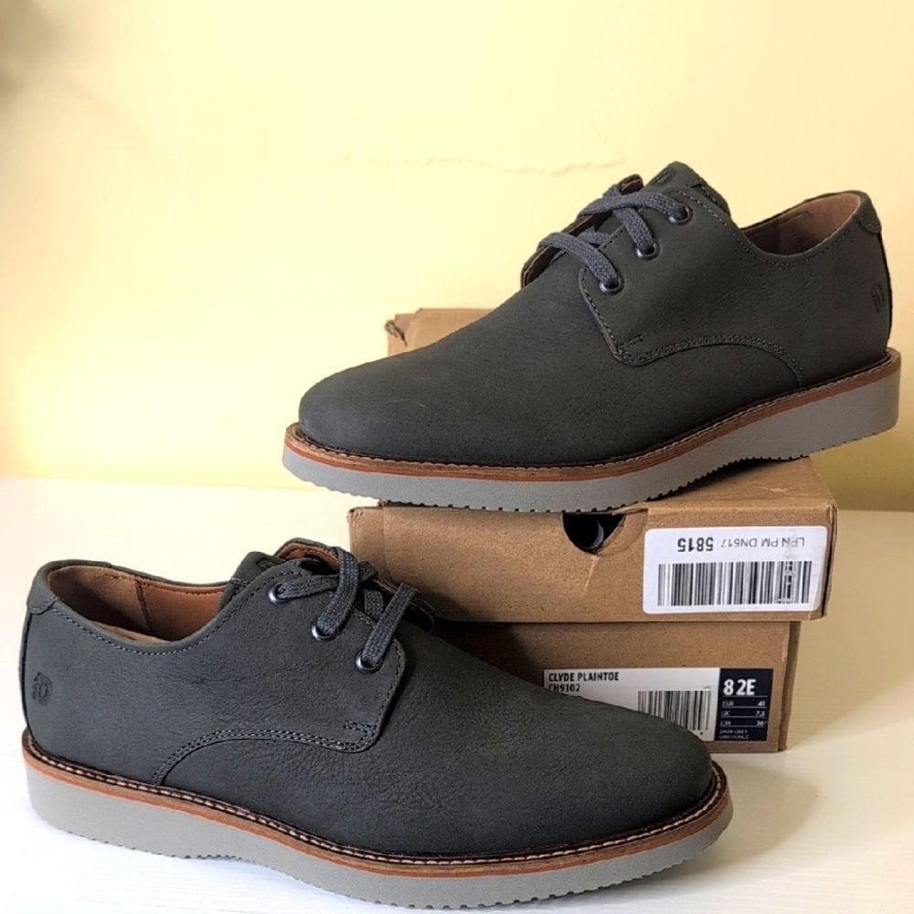 Dunham Men's 8 2E Clyde Plaintoe Dark Grey Suede Shoes, NEW